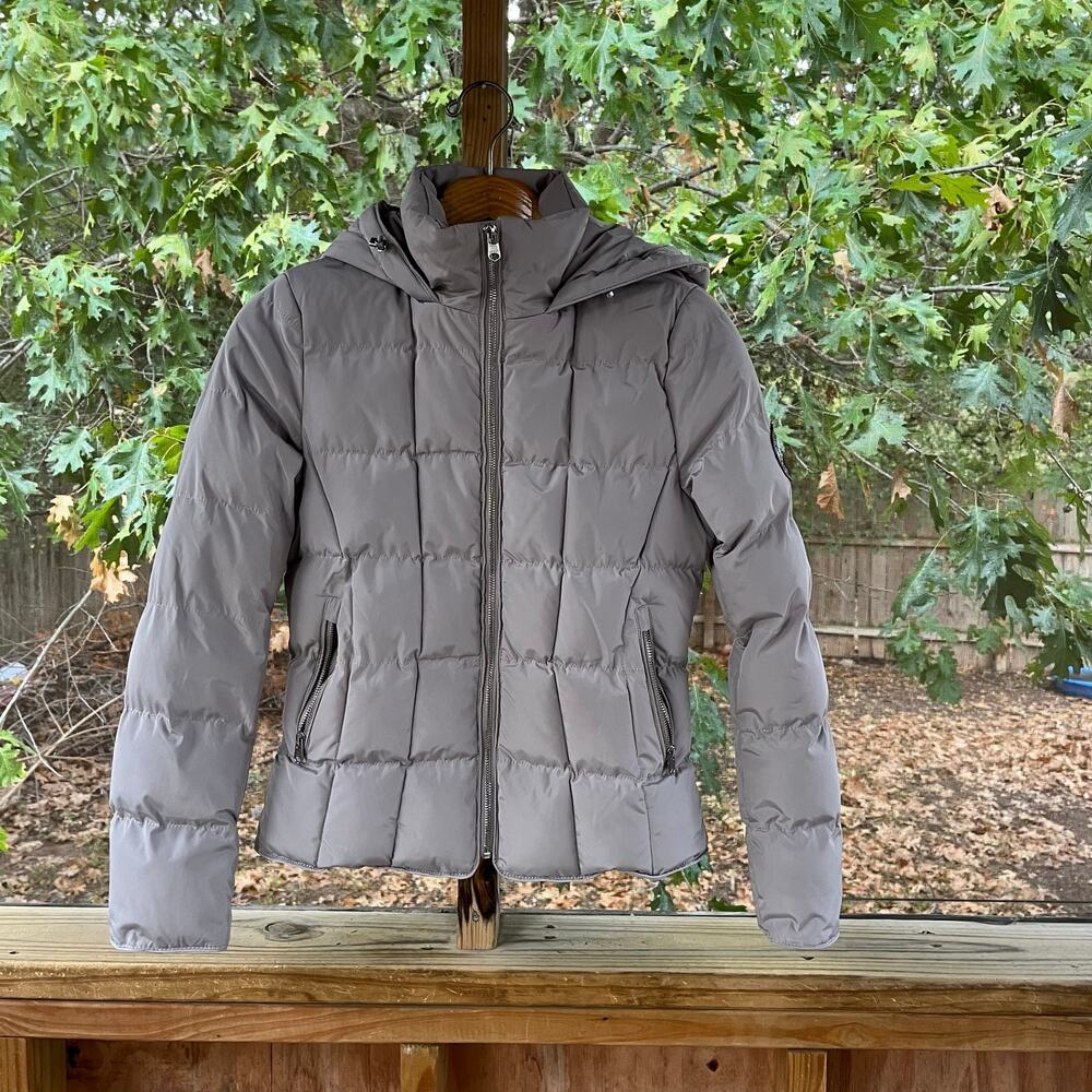 Tokyo Laundry Women's Wookie Quilted Hooded Puffer Coat Fog Stone Size XS